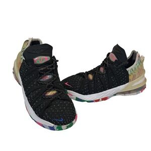 Nike LeBron 18 GS Play for the Future Black Multi‎ 3.5Y Youth Basketball Shoes